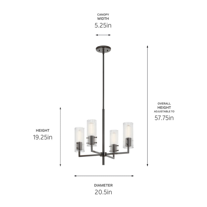 Kichler 52678BK Four Light Chandelier, Black (3)
