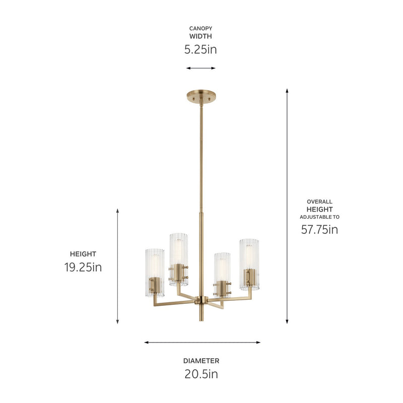 Kichler 52678CPZ Four Light Chandelier, Champagne Bronze (3)