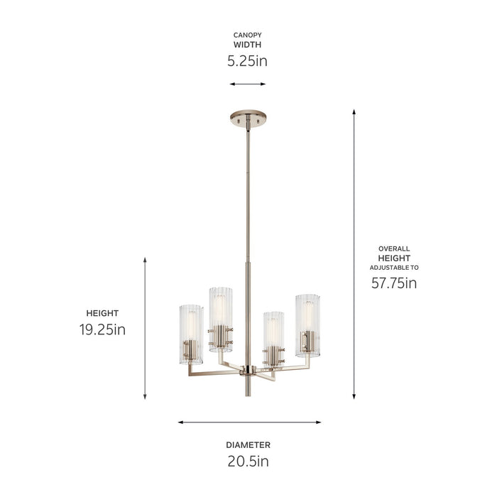 Kichler 52678PN Four Light Chandelier, Polished Nickel (3)