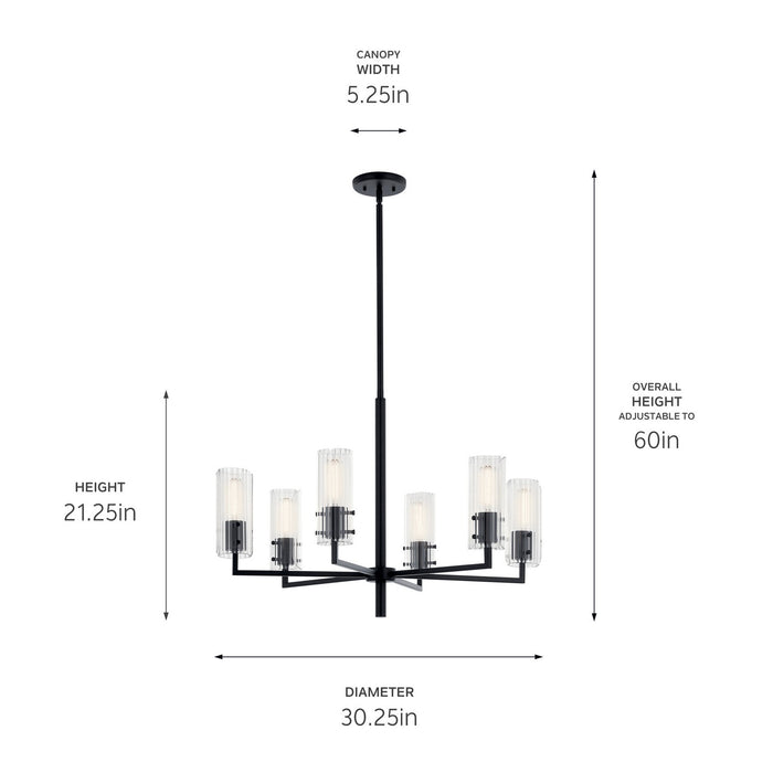 Kichler 52679BK Six Light Chandelier, Black (3)
