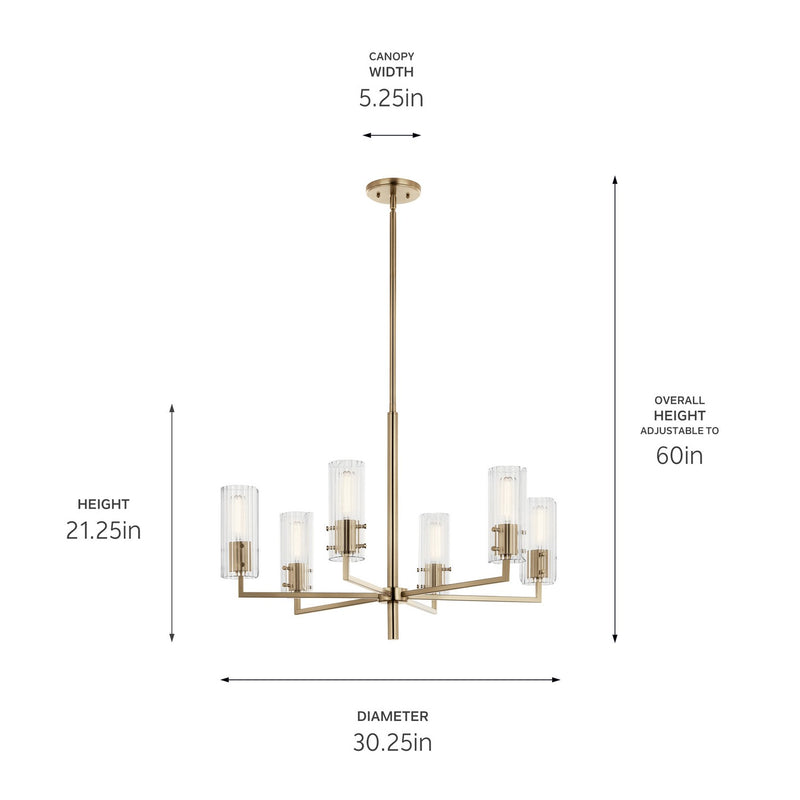 Kichler 52679CPZ Six Light Chandelier, Champagne Bronze (3)