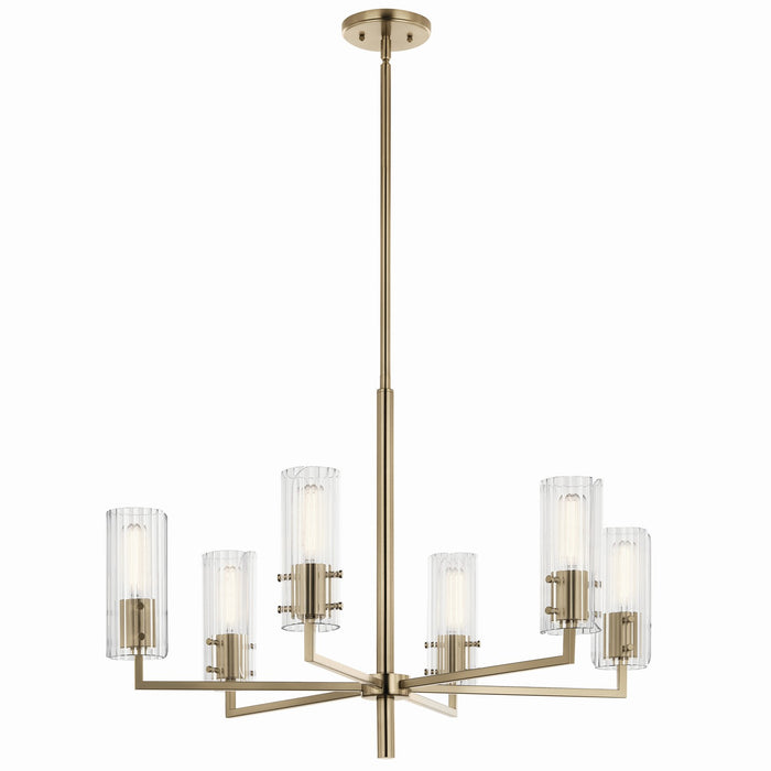 Kichler 52679CPZ Six Light Chandelier, Champagne Bronze