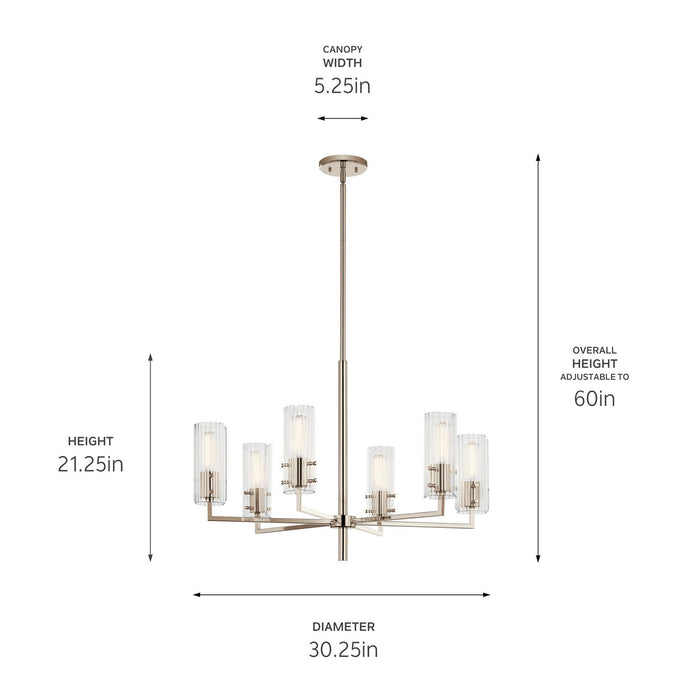 Kichler 52679PN Six Light Chandelier, Polished Nickel (3)