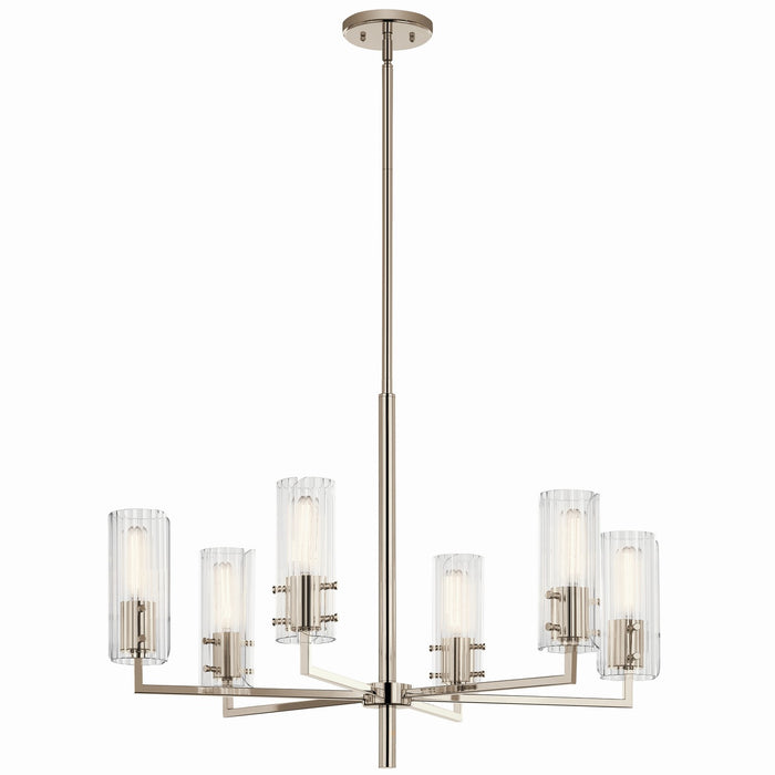 Kichler 52679PN Six Light Chandelier, Polished Nickel
