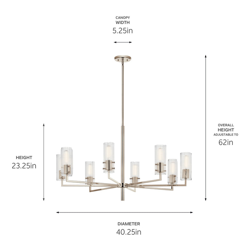 Kichler 52680PN Eight Light Chandelier, Polished Nickel (3)