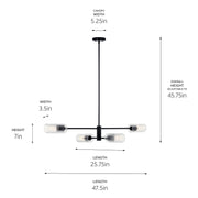 Kichler 52681BK Four Light Linear Chandelier, Black (4)