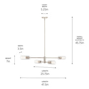Kichler 52681PN Four Light Linear Chandelier, Polished Nickel (4)