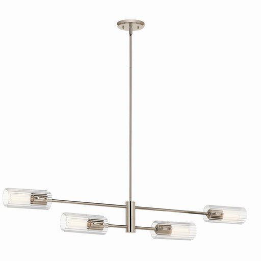 Kichler 52681PN Four Light Linear Chandelier, Polished Nickel