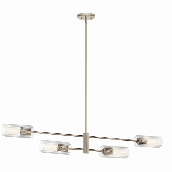 Kichler 52681PN Four Light Linear Chandelier, Polished Nickel