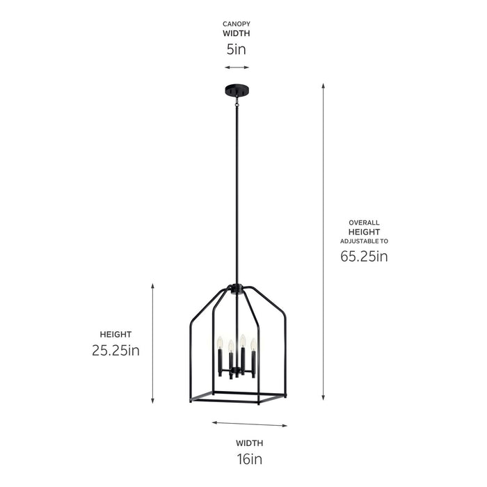 Kichler 52722BK Four Light Foyer Pendant, Black (6)