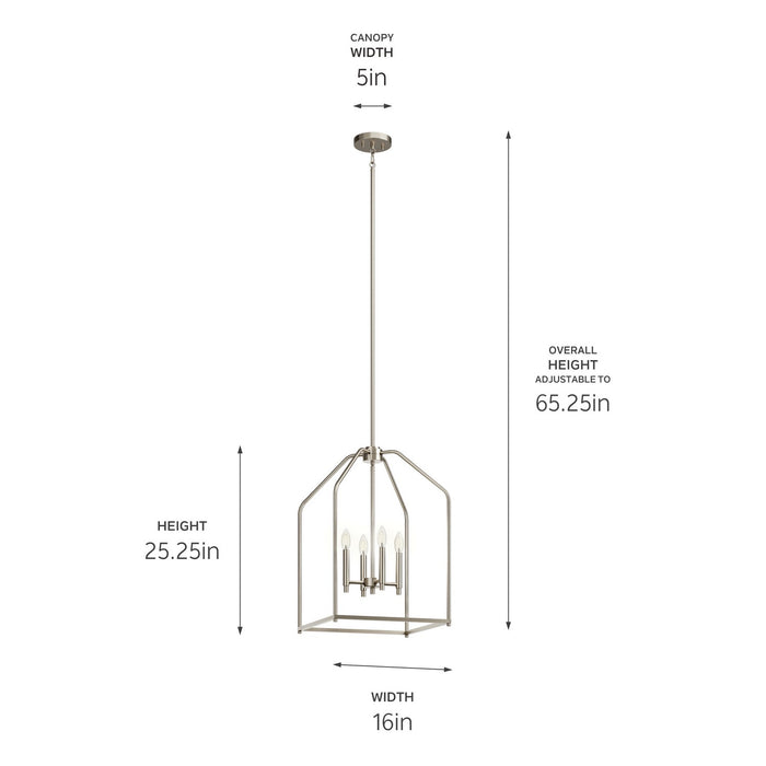 Kichler 52722NI Four Light Foyer Pendant, Brushed Nickel (6)