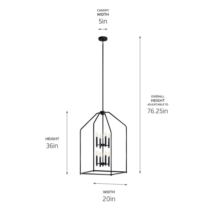 Kichler 52723BK Eight Light Foyer Pendant, Black (5)