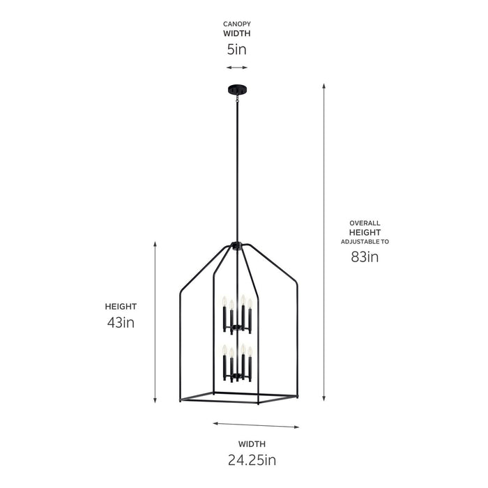 Kichler 52724BK Eight Light Foyer Pendant, Black (5)