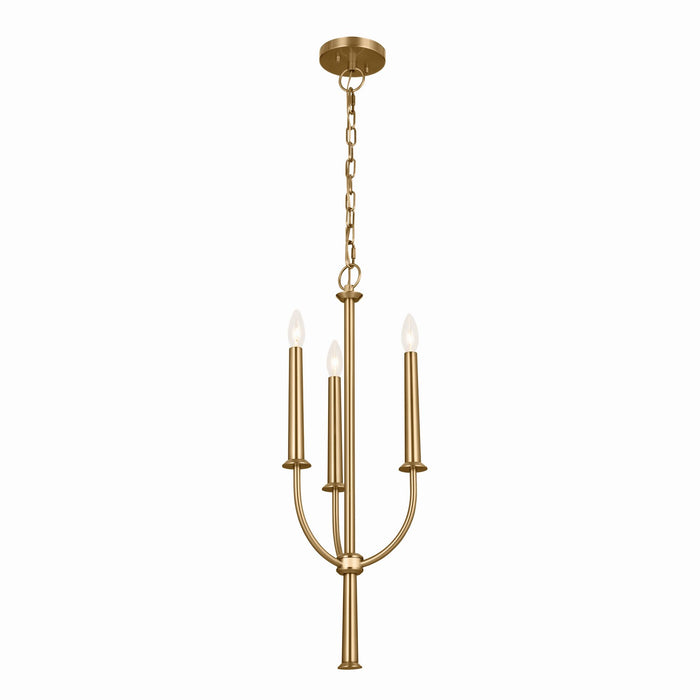 Kichler 52496BNB Three Light Mini Chandelier, Brushed Natural Brass