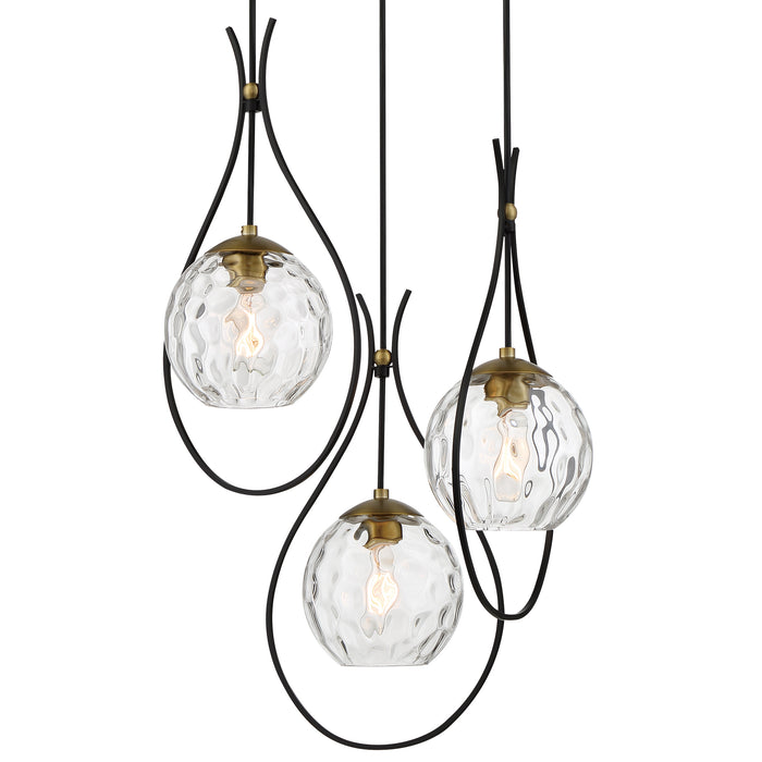 Minka-Lavery 1533-726 Cody Three Light Pendant, Coal And Soft Brass Main Image.jpg