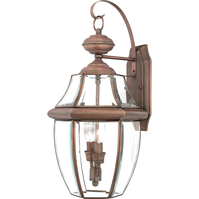 Quoizel NY8317AC Newbury Two Light Outdoor Wall Lantern, Aged Copper Main Image.jpg