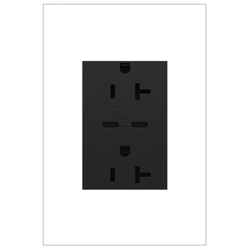 adorne® ARTRUSB20PD30G4 20A Tamper-Resistant Ultra-Fast Plus Power Delivery USB Type-C/C Outlet, Plus-Size, Graphite Main Image.jpg