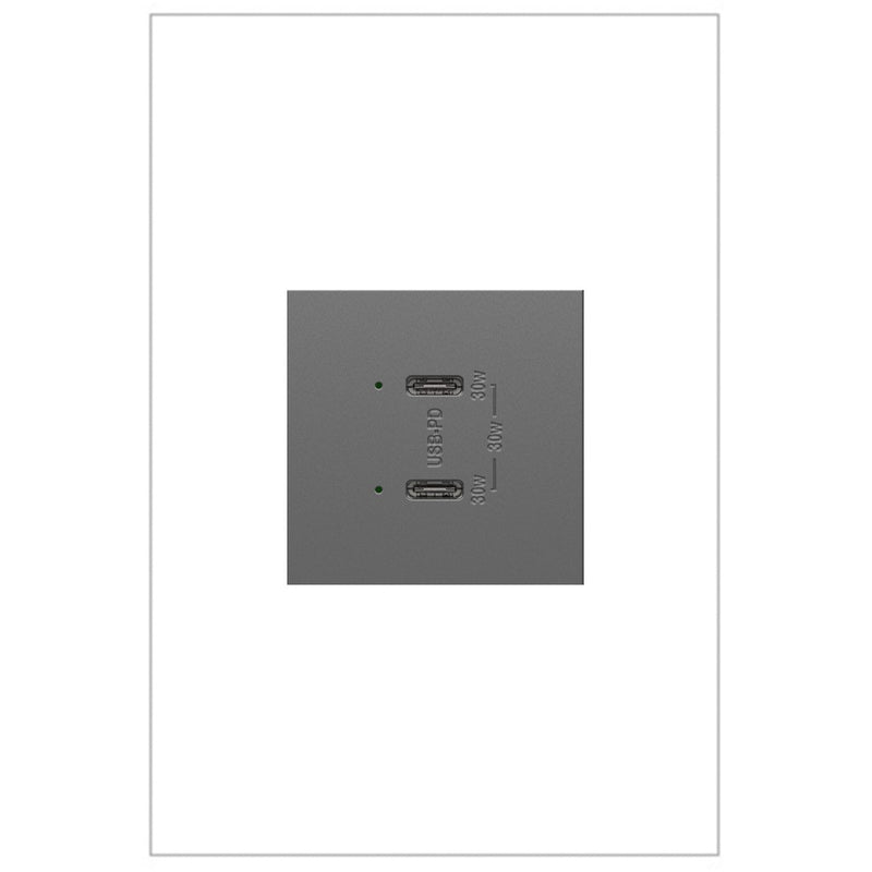 adorne® ARUSB30PDM4 Ultra-Fast Plus Power Delivery USB Type-C/C Outlet Module, Magnesium Main Image.jpg