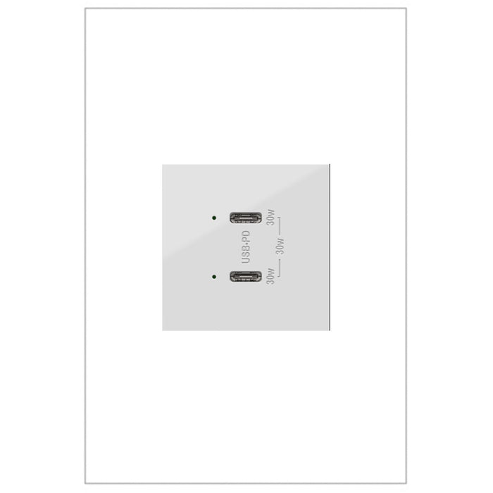 Legrand ARUSB30PDW4 Adorne Plus Power Delivery USB Type-C/C Outlet Module, White Main Image