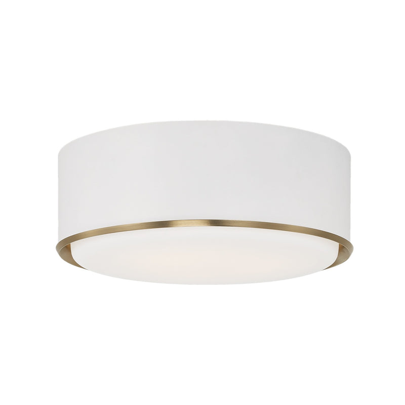 Capital Lighting 254831RE Three Light Flush Mount, Matte Brass and White
