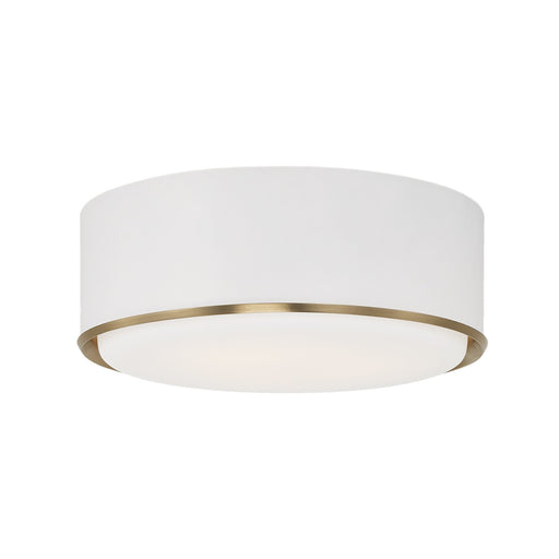 Capital Lighting 254831RE Three Light Flush Mount, Matte Brass and White
