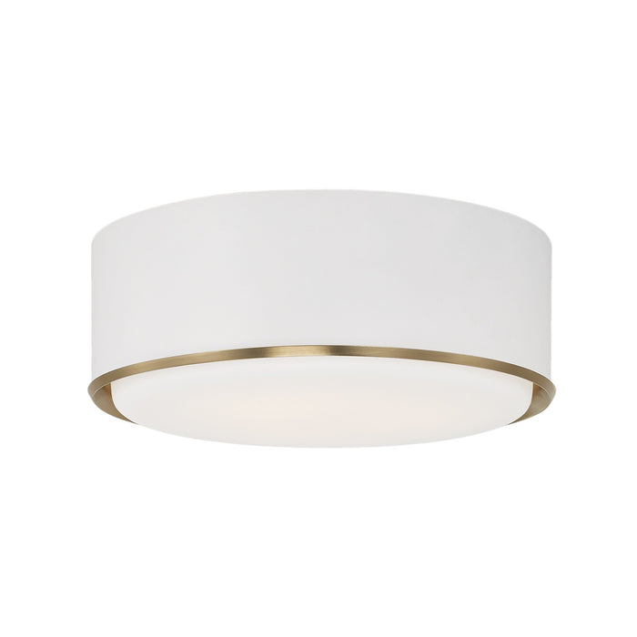Capital Lighting 254831RE Three Light Flush Mount, Matte Brass and White