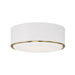 Capital Lighting 254831RE Three Light Flush Mount, Matte Brass and White