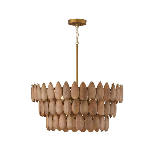 Capital Lighting 354441LW Four Light Pendant, Light Wood and Patinaed Brass