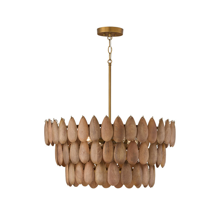 Capital Lighting 354441LW Four Light Pendant, Light Wood and Patinaed Brass