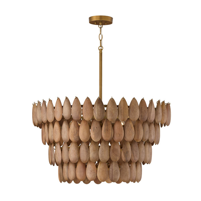 Capital Lighting 354442LW Four Light Pendant, Light Wood and Patinaed Brass