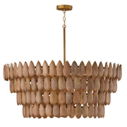 Capital Lighting 354461LW Six Light Pendant, Light Wood and Patinaed Brass