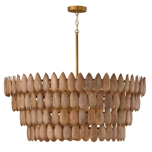 Capital Lighting 354461LW Six Light Pendant, Light Wood and Patinaed Brass