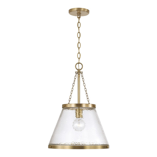 Capital Lighting 355312AD One Light Pendant, Aged Brass