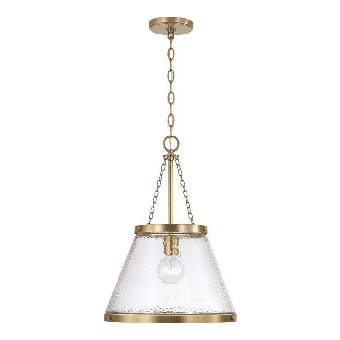 Capital Lighting 355312AD One Light Pendant, Aged Brass