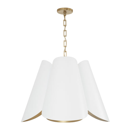 Capital Lighting 355441RE Four Light Pendant, Matte Brass and White
