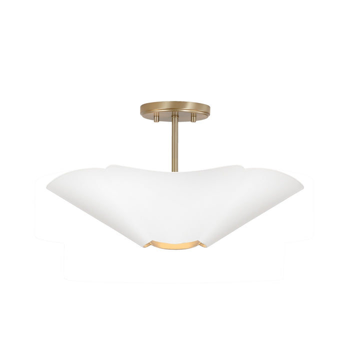 Capital Lighting 355442RE Four Light Pendant, Matte Brass and White