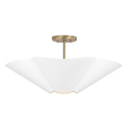 Capital Lighting 355443RE Four Light Pendant, Matte Brass and White
