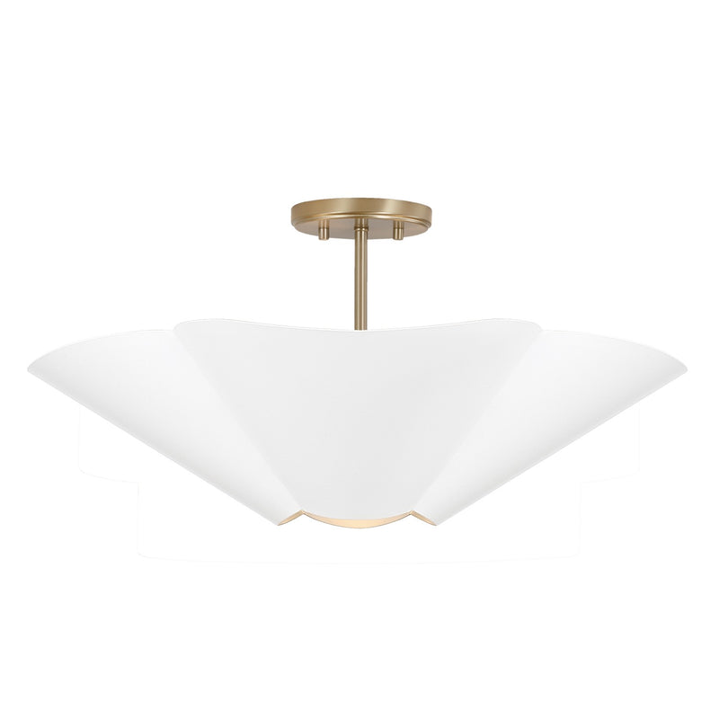 Capital Lighting 355443RE Four Light Pendant, Matte Brass and White