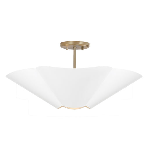 Capital Lighting 355443RE Four Light Pendant, Matte Brass and White