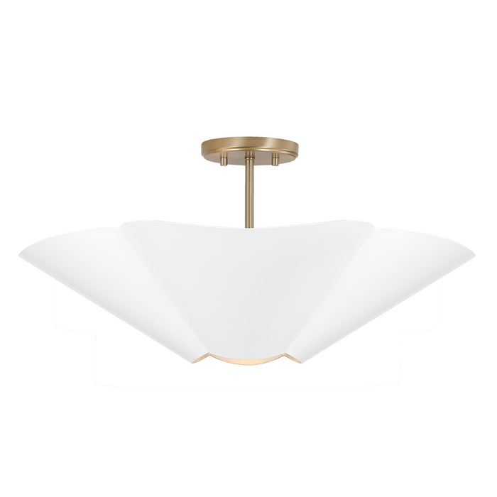 Capital Lighting 355443RE Four Light Pendant, Matte Brass and White