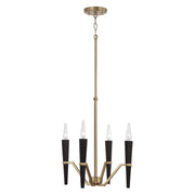 Capital Lighting 453841AB Four Light Chandelier, Aged Brass and Black