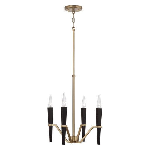 Capital Lighting 453841AB Four Light Chandelier, Aged Brass and Black