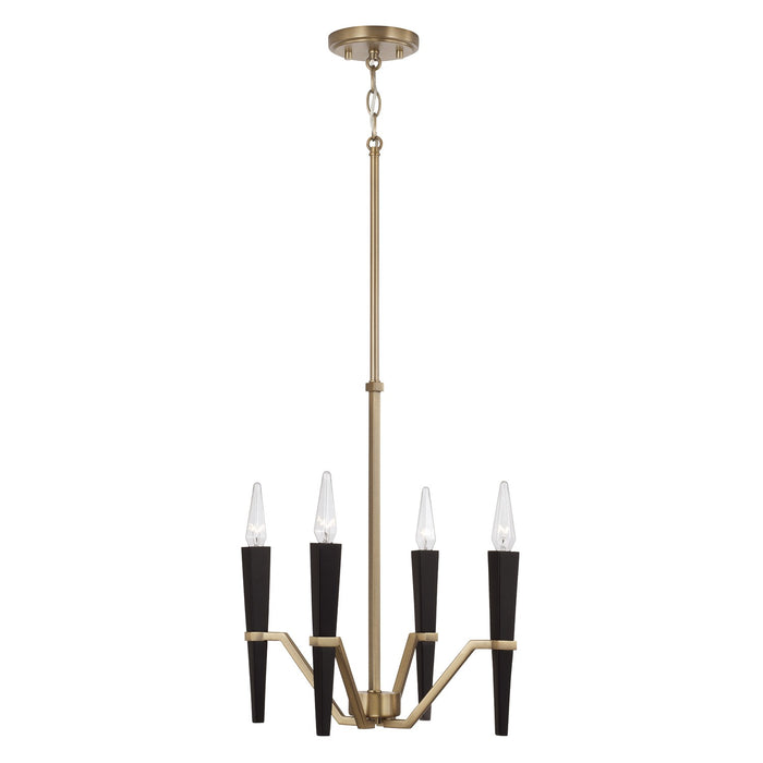 Capital Lighting 453841AB Four Light Chandelier, Aged Brass and Black