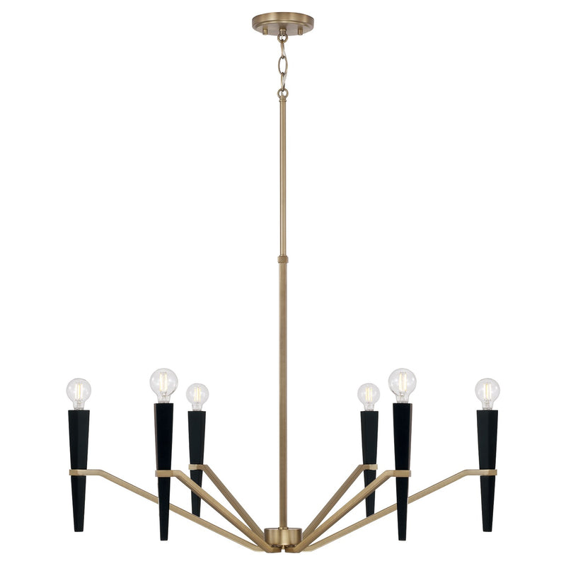 Capital Lighting 453861AB Six Light Chandelier, Aged Brass and Black
