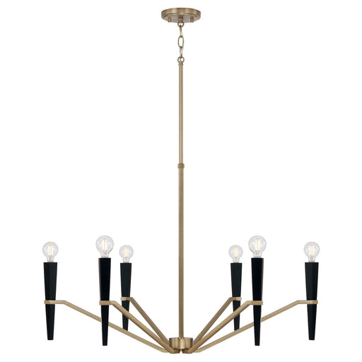 Capital Lighting 453861AB Six Light Chandelier, Aged Brass and Black