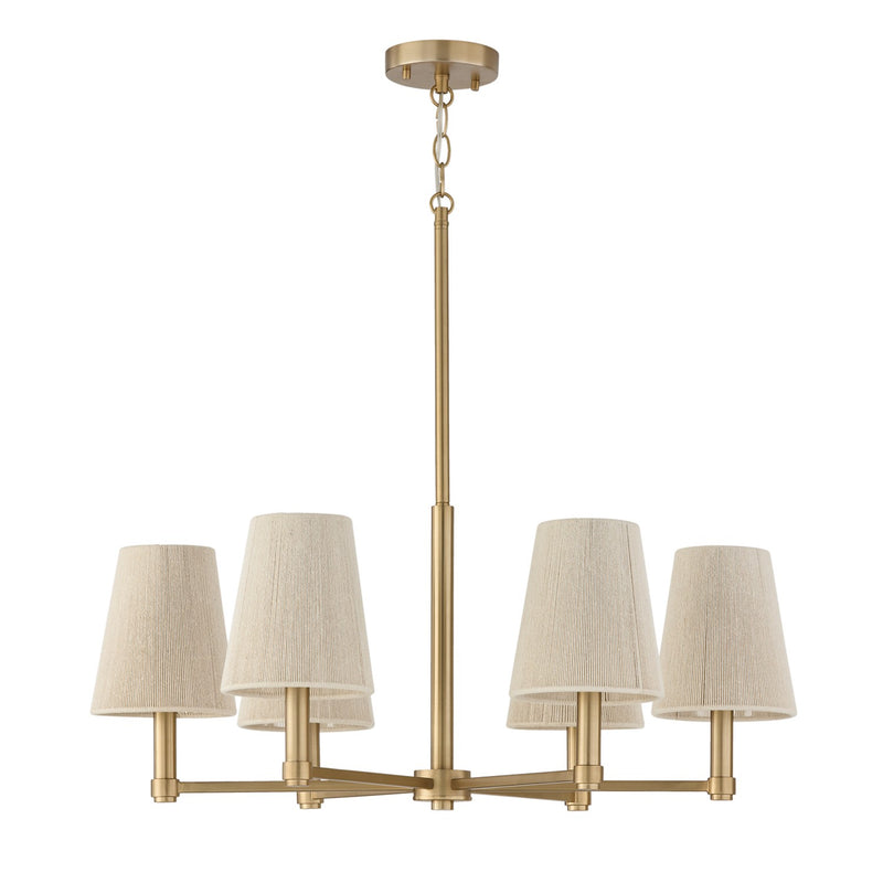 Capital Lighting 454561MA Six Light Chandelier, Matte Brass