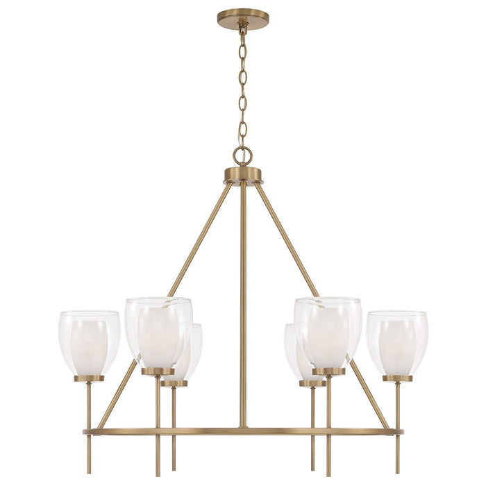 Capital Lighting 455961AD Six Light Chandelier, Aged Brass