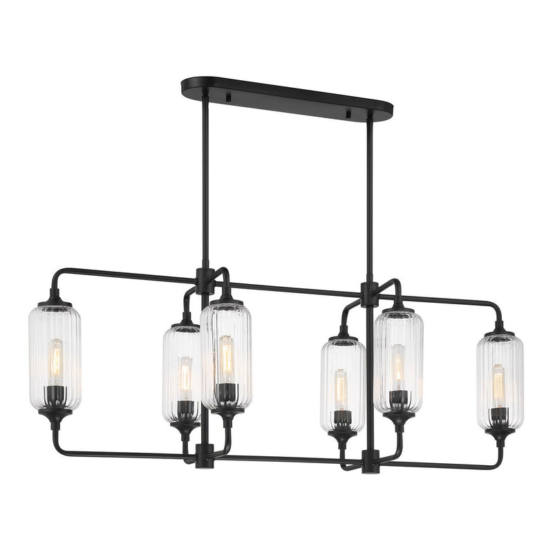 Savoy House 1-3026-6-89 Six Light Linear Chandelier, Matte Black