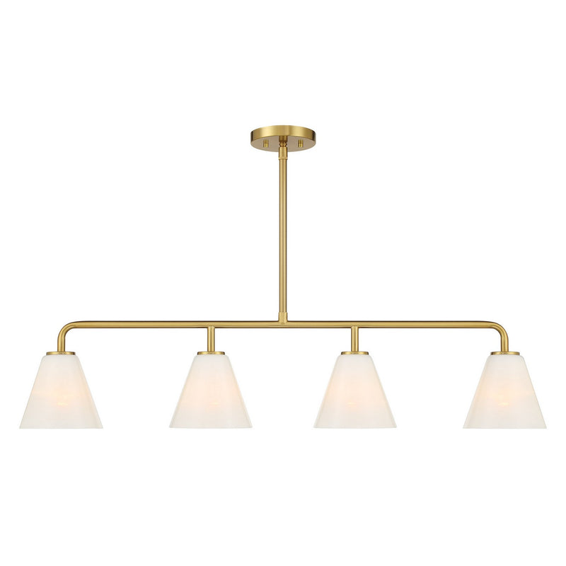 Savoy House 1-4014-4-322 Four Light Linear Chandelier, Warm Brass