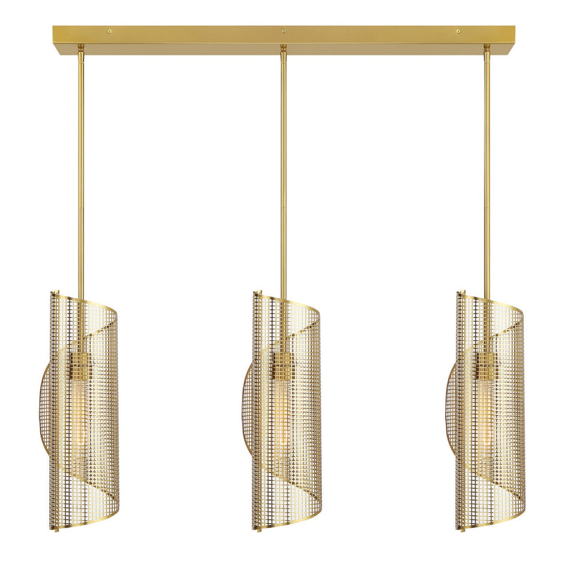 Savoy House 1-8031-3-322 Three Light Linear Chandelier, Warm Brass